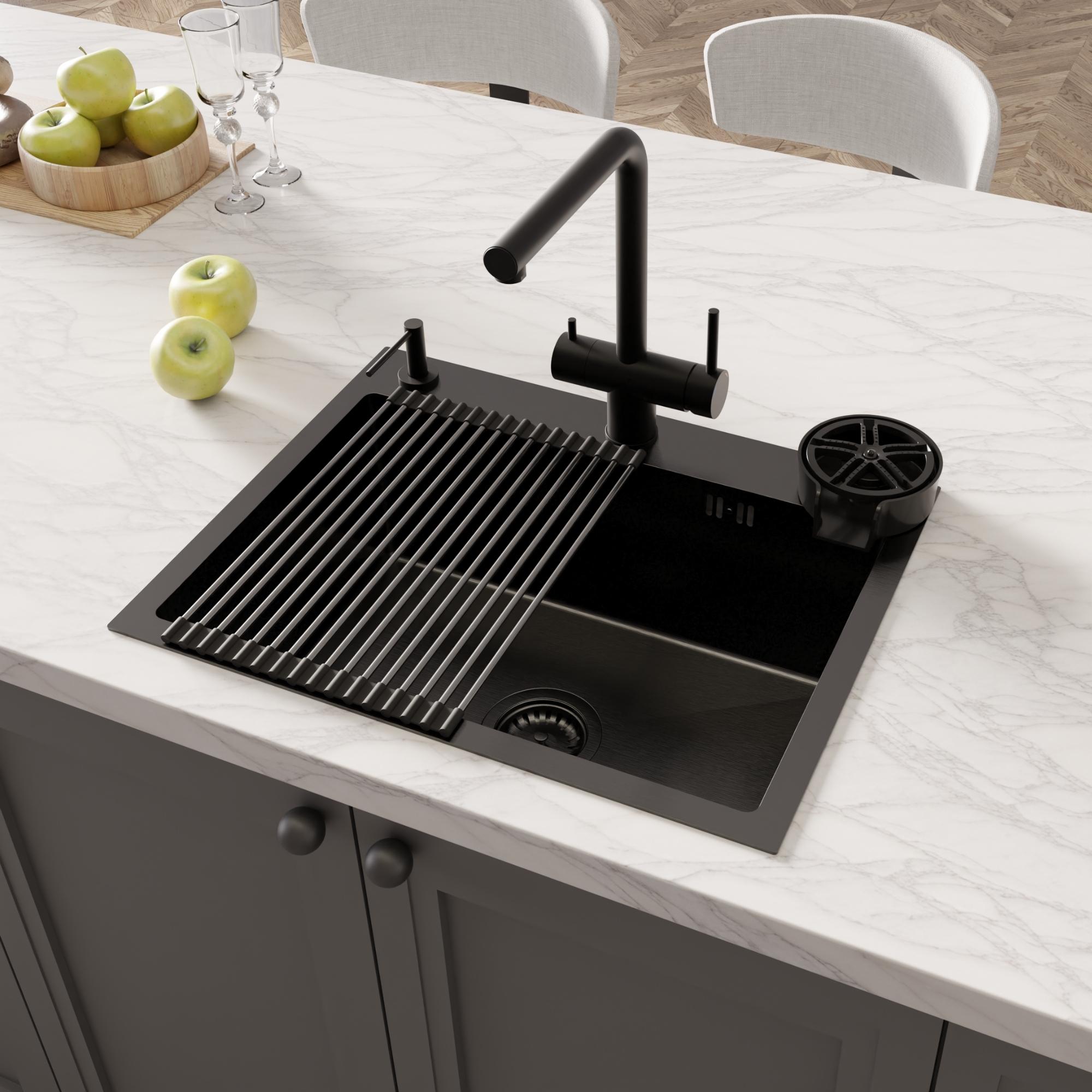 Zlewozmywak COLE 110 PVD Gun metal w aranżacji